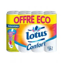 24 Rouleaux Lotus Confort Papier Toilette Blanc