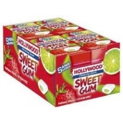 16 Paquets de Chewing-gum Hollywood Sweet Gum Citron Vert Fraise Sans Sucres