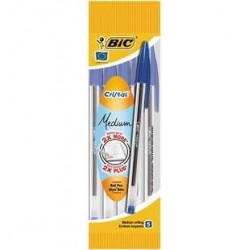 5 stylos Bille Cristal Bleu Bic