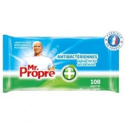 108 Lingettes Nettoyantes Antibactériennes Mr.Propre