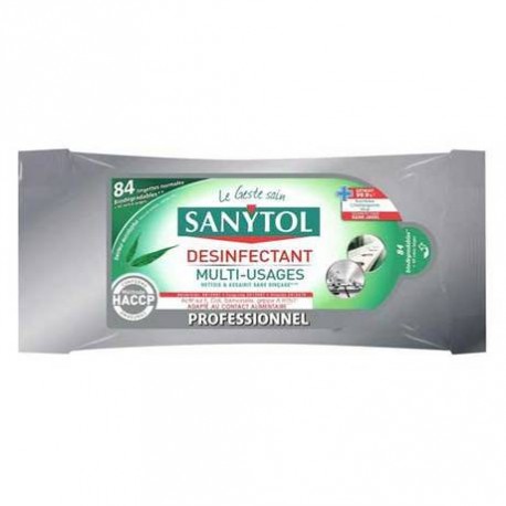 Lingettes désinfectantes multi-usages 4 actions Sanytol - Citron