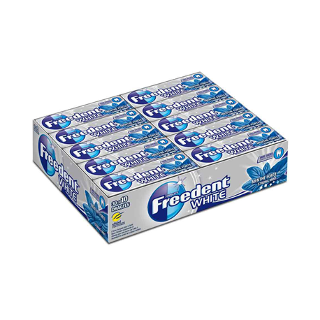 30 Paquets de Chewing-Gum Freedent White Menthe Forte 30 x 10 Dragées