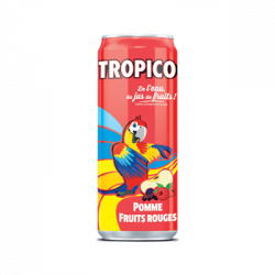 24 Canettes de Tropico Jus de Pomme et Fruits Rouges 24 x 33 CL