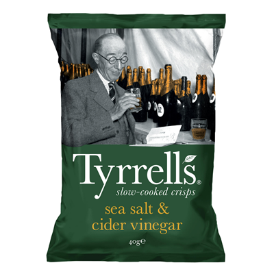 18 Paquets de Chips Saveur Sel de Mer et Vinaigre de Cidre Tyrrells 18 x 40 G